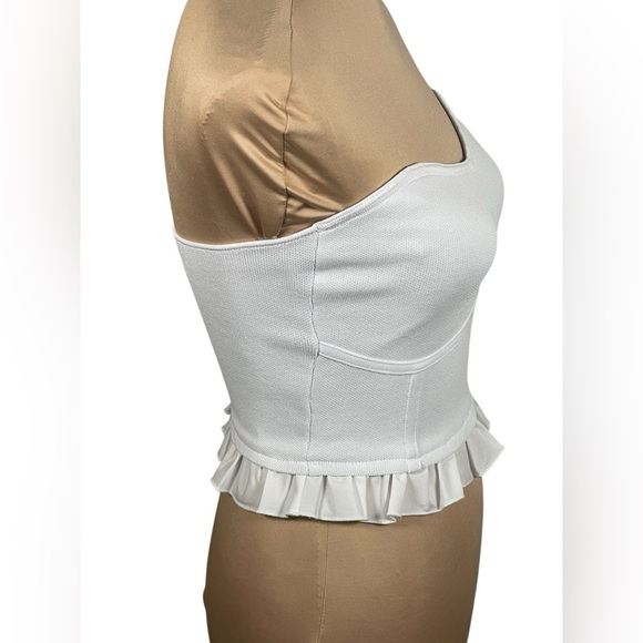 ALTAR'D STATE ~White Ruffled Bustier Crop Top NWT Medium - Picture 3 of 4